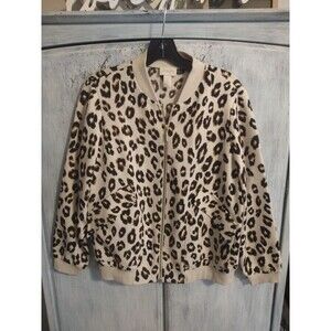 Chico's  leopard print zip up Jacket minimalist Size 1 Buisness classic Animal